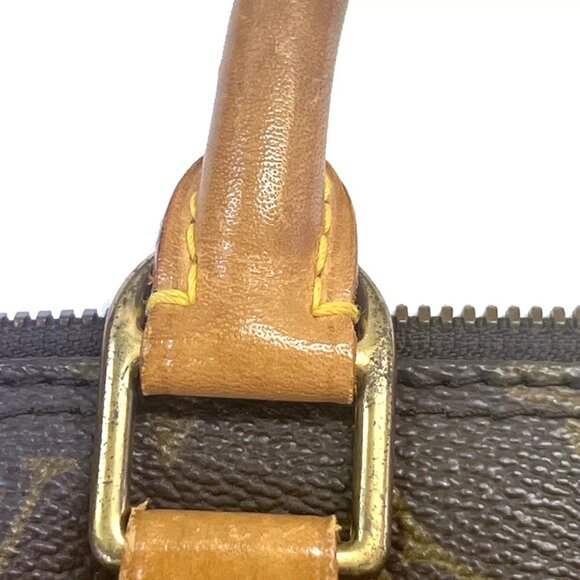 LOUIS VUITTON LV Logo Alma Hand Bag Monogram Leather Brown France - Picture 2 of 16